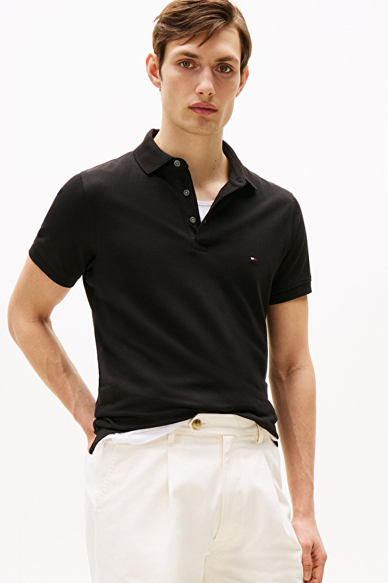 Tommy Hilfiger Slim Fit Polo Yaka Erkek Tişört MW0MW17771 Siyah Tommy Hilfiger Slim Fit Polo Yaka Erkek Tişört MW0MW17771 Siyah