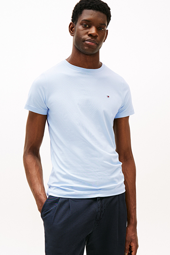 Tommy Hilfiger Slim Fit Erkek Tişört MW0MW10800 Açık mavi Tommy Hilfiger Slim Fit Erkek Tişört MW0MW10800 Açık mavi