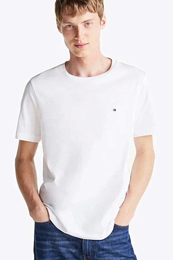 Tommy Hilfiger Erkek Tişört MW0MW37267 Beyaz Tommy Hilfiger Erkek Tişört MW0MW37267 Beyaz