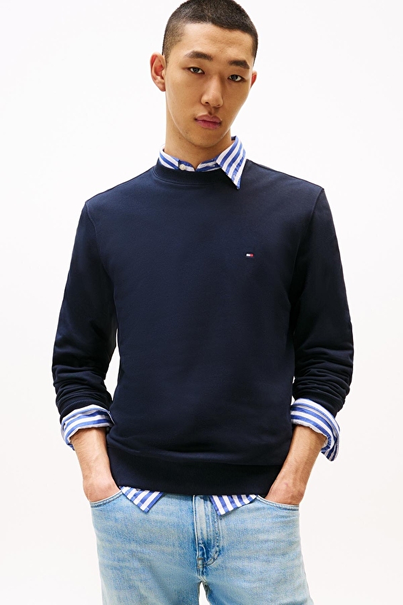 Tommy Hilfiger Erkek Sweatshirt MW0MW37237 Mavi Tommy Hilfiger Erkek Sweatshirt MW0MW37237 Mavi