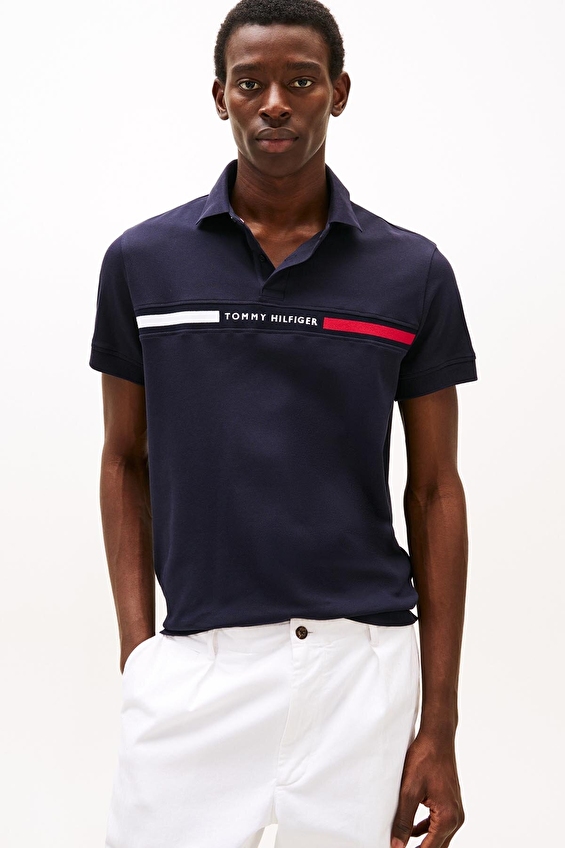 Tommy Hilfiger Erkek Tişört MW0MW38130 Mavi Tommy Hilfiger Erkek Tişört MW0MW38130 Mavi