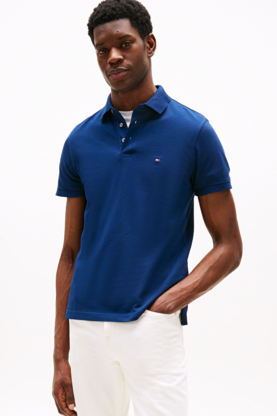 Tommy Hilfiger Slim Fit Polo Yaka Erkek Tişört MW0MW17771 Mavi Tommy Hilfiger Slim Fit Polo Yaka Erkek Tişört MW0MW17771 Mavi