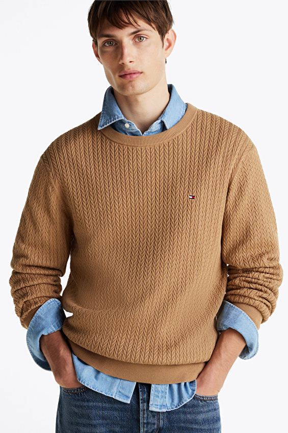 Tommy Hilfiger Erkek Kazak MW0MW37400 Haki Tommy Hilfiger Erkek Kazak MW0MW37400 Haki