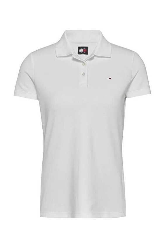 Tommy Jeans Kadın Polo Tişört DW0DW20160 Beyaz Tommy Jeans Kadın Polo Tişört DW0DW20160 Beyaz