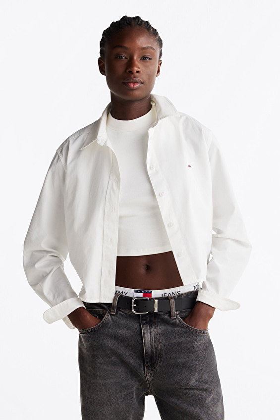 Tommy Jeans Kadın Gömlek DW0DW19354 Beyaz Tommy Jeans Kadın Gömlek DW0DW19354 Beyaz