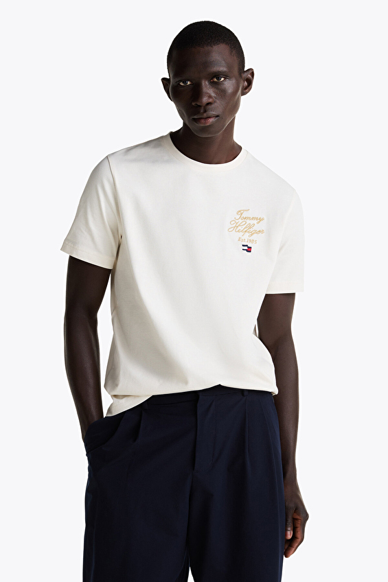 Tommy Hilfiger Erkek Tişört MW0MW38334 Sarı Tommy Hilfiger Erkek Tişört MW0MW38334 Sarı