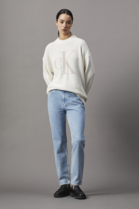 Calvin Klein Jeans Kadın Kazak J20J224799 Beyaz Calvin Klein Jeans Kadın Kazak J20J224799 Beyaz