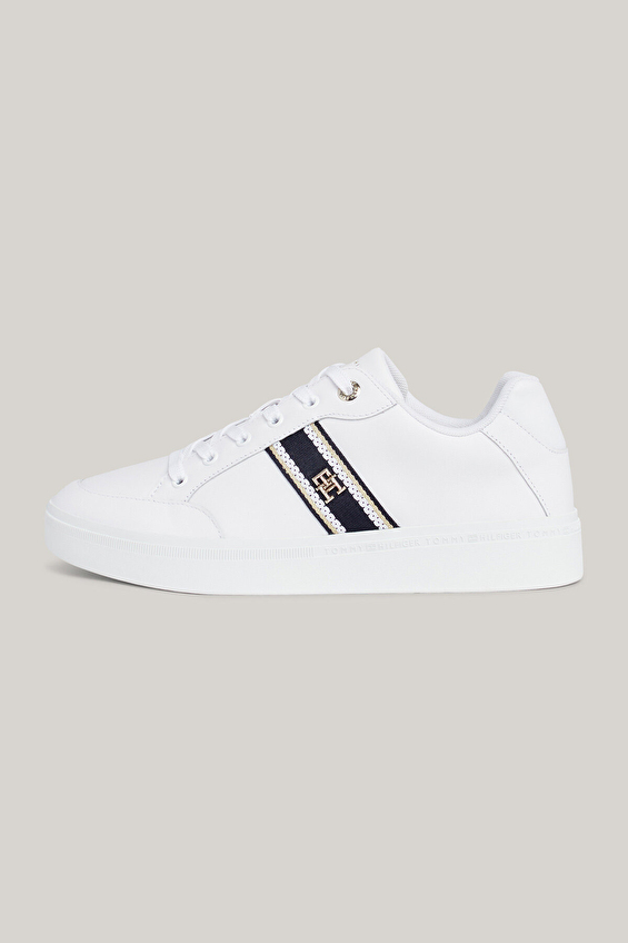 Tommy Hilfiger Kadın Webbing Court Sneaker Ayakkabı FW0FW08071YBS Beyaz Tommy Hilfiger Kadın Webbing Court Sneaker Ayakkabı FW0FW08071YBS Beyaz