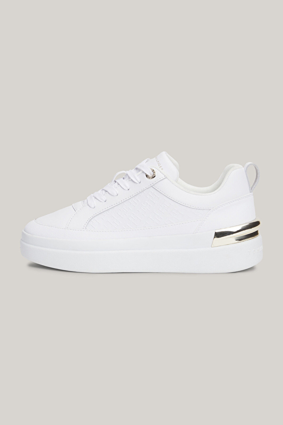Tommy Hilfiger Kadın Lux Court Sneaker Monogram Ayakkabı FW0FW07808YBS Beyaz Tommy Hilfiger Kadın Lux Court Sneaker Monogram Ayakkabı FW0FW07808YBS Beyaz