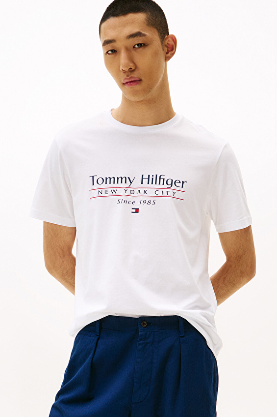 Tommy Hilfiger Erkek Tişört MW0MW38621 Beyaz Tommy Hilfiger Erkek Tişört MW0MW38621 Beyaz