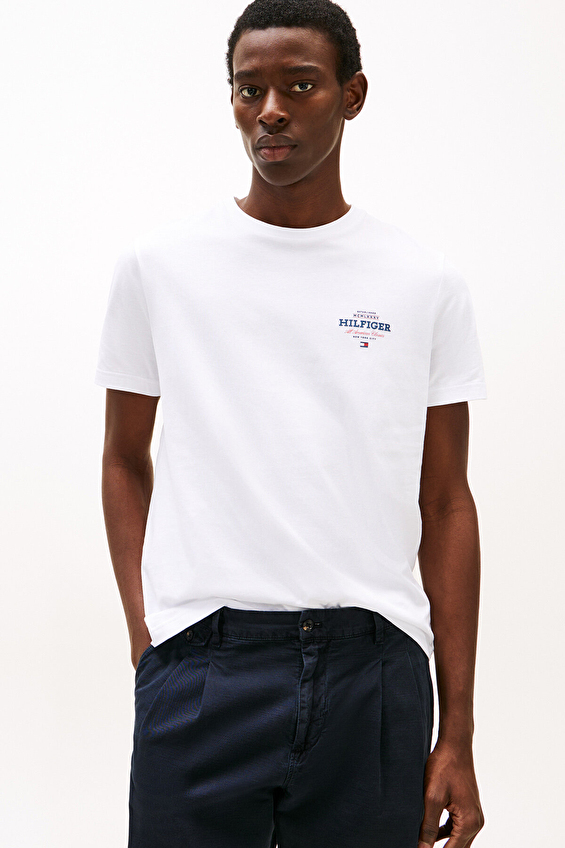 Tommy Hilfiger Erkek Tişört MW0MW38644 Beyaz Tommy Hilfiger Erkek Tişört MW0MW38644 Beyaz