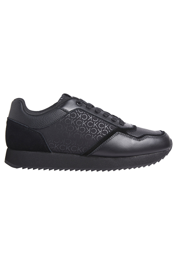 Calvin Klein Bağcıklı Erkek Retro Runner Low Top Lace Up Mono Ayakkabı HM0HM016640GT Siyah Calvin Klein Bağcıklı Erkek Retro Runner Low Top Lace Up Mono Ayakkabı HM0HM016640GT Siyah
