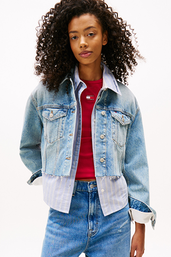 Tommy Jeans Kadın Ceket DW0DW21063 Denım Tommy Jeans Kadın Ceket DW0DW21063 Denım