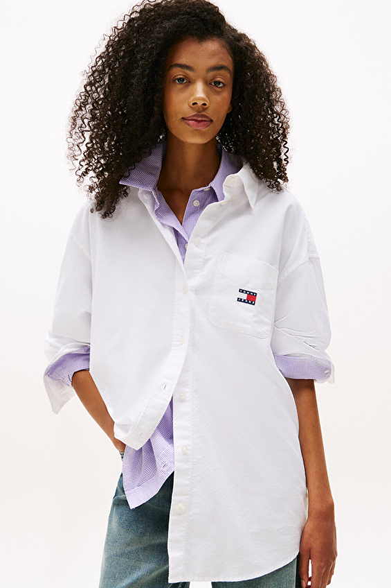 Tommy Jeans Kadın Gömlek DW0DW20988 Beyaz Tommy Jeans Kadın Gömlek DW0DW20988 Beyaz