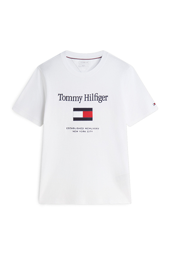 Tommy Hilfiger Erkek Tişört MW0MW42736 Beyaz Tommy Hilfiger Erkek Tişört MW0MW42736 Beyaz