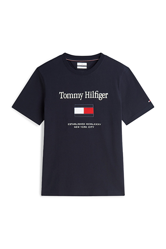 Tommy Hilfiger Erkek Tişört MW0MW42736 Mavi Tommy Hilfiger Erkek Tişört MW0MW42736 Mavi