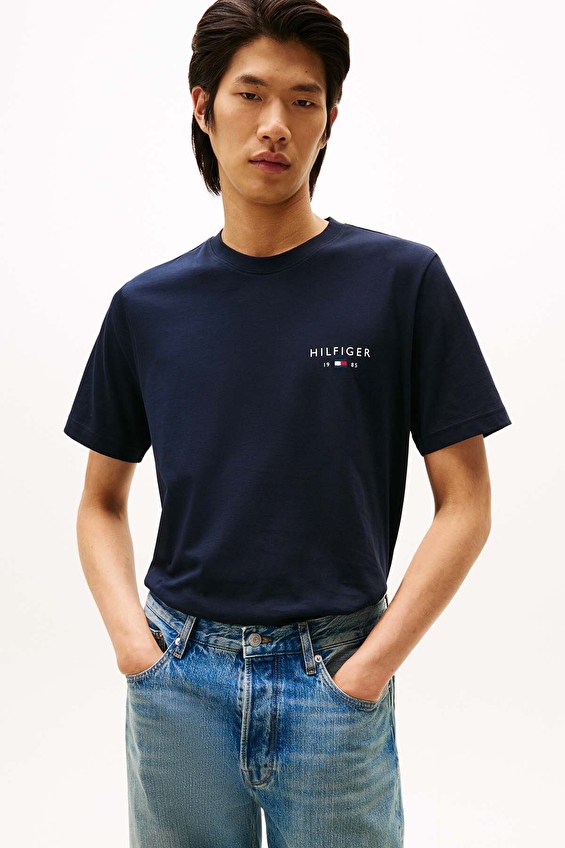 Tommy Hilfiger Erkek Tişört MW0MW41456 Mavi Tommy Hilfiger Erkek Tişört MW0MW41456 Mavi