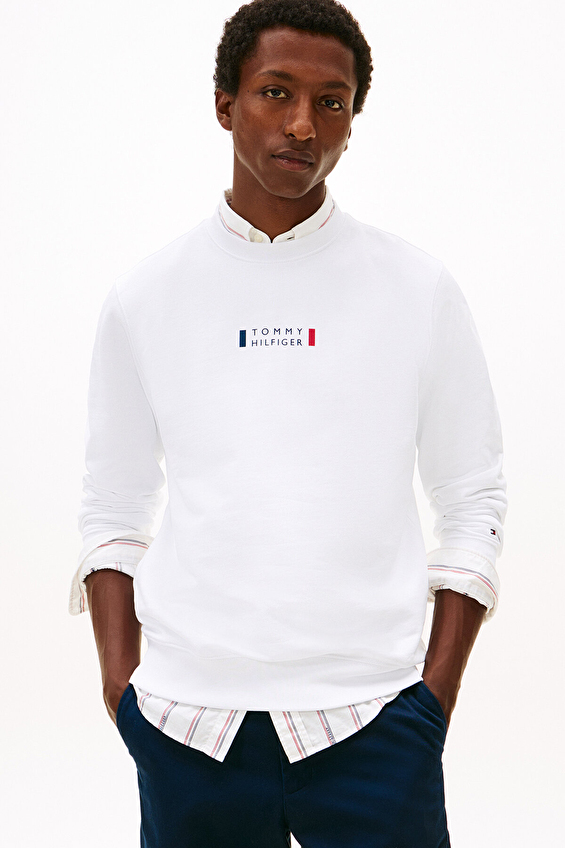 Tommy Hilfiger Erkek Sweatshirt MW0MW41428 Beyaz Tommy Hilfiger Erkek Sweatshirt MW0MW41428 Beyaz