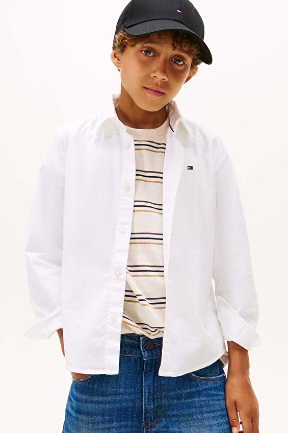 Tommy Hilfiger Erkek Çocuk Gömlek KB0KB10192 Beyaz Tommy Hilfiger Erkek Çocuk Gömlek KB0KB10192 Beyaz