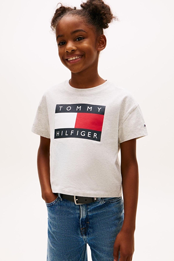 Tommy Hilfiger Kız Çocuk Tişört KG0KG09289 Gri Tommy Hilfiger Kız Çocuk Tişört KG0KG09289 Gri