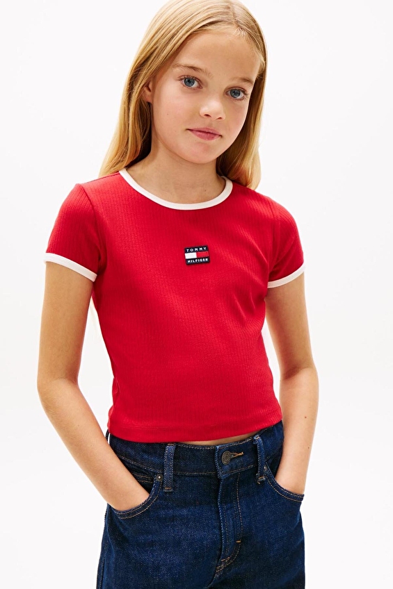 Tommy Hilfiger Kız Çocuk Tişört KG0KG09066 Kırmızı Tommy Hilfiger Kız Çocuk Tişört KG0KG09066 Kırmızı