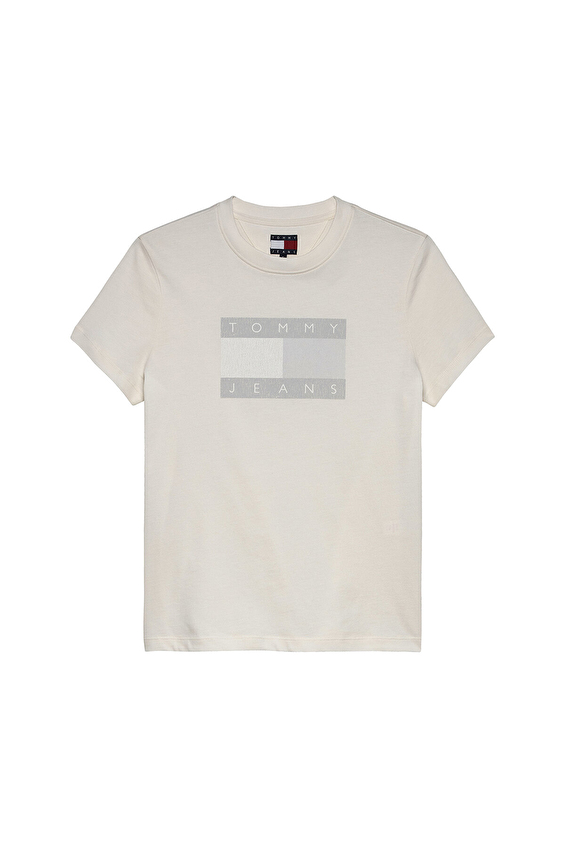 Tommy Jeans Kadın Tişört DW0DW22562 Ekru Tommy Jeans Kadın Tişört DW0DW22562 Ekru