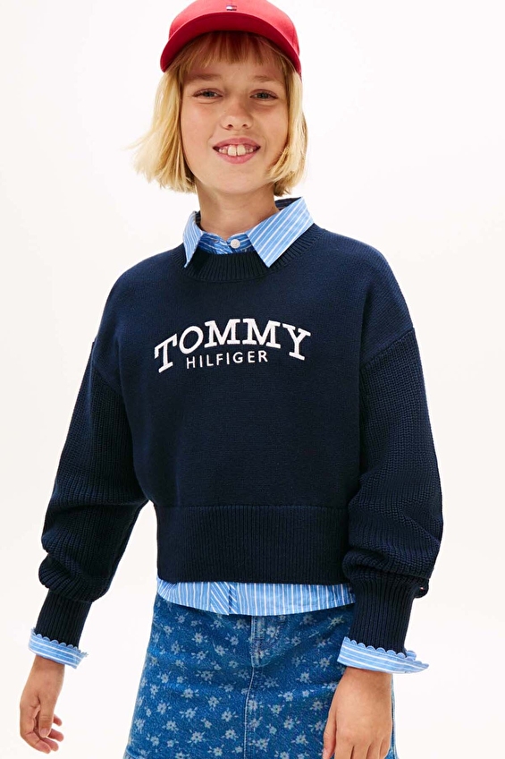 Tommy Hilfiger Kız Çocuk Triko KG0KG08921 Mavi Tommy Hilfiger Kız Çocuk Triko KG0KG08921 Mavi