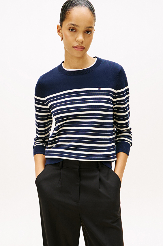 Tommy Hilfiger Kadın Kazak WW0WW44984 Mavi Tommy Hilfiger Kadın Kazak WW0WW44984 Mavi