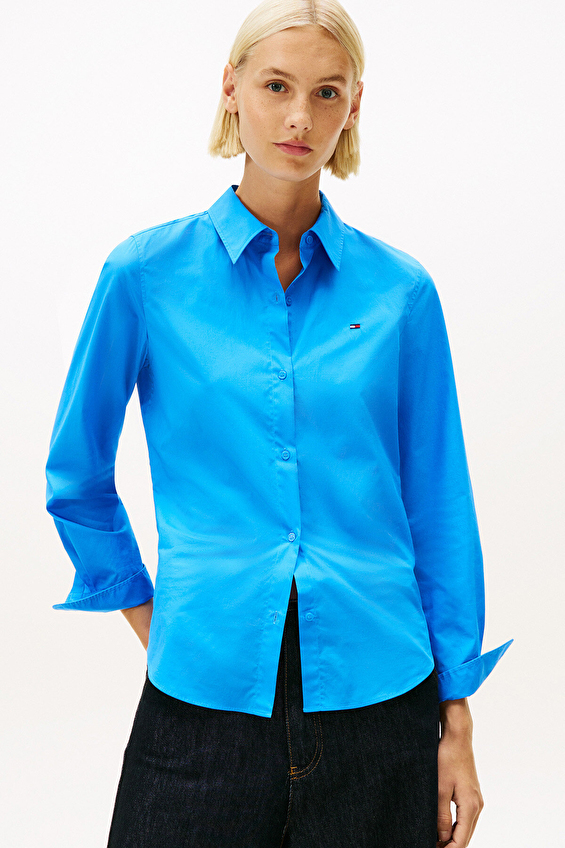 Tommy Hilfiger Kadın Gömlek WW0WW47169 Mavi Tommy Hilfiger Kadın Gömlek WW0WW47169 Mavi