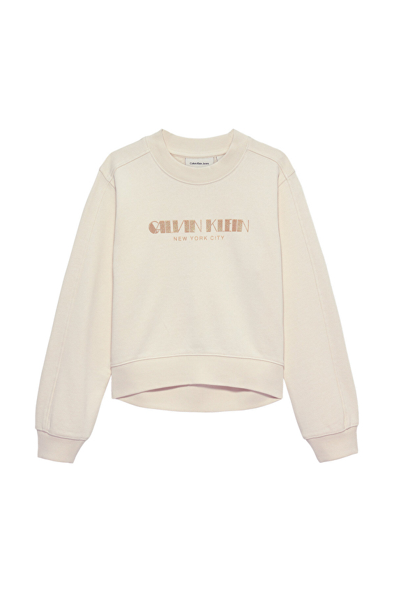 Calvin Klein Kız Çocuk Sweat IG0IG03069 Ekru