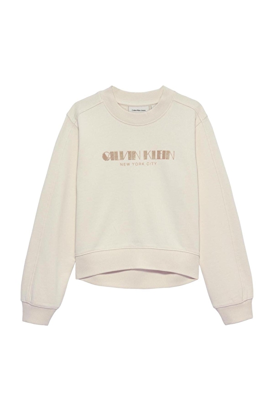 Calvin Klein Kız Çocuk Sweat IG0IG03069 Ekru