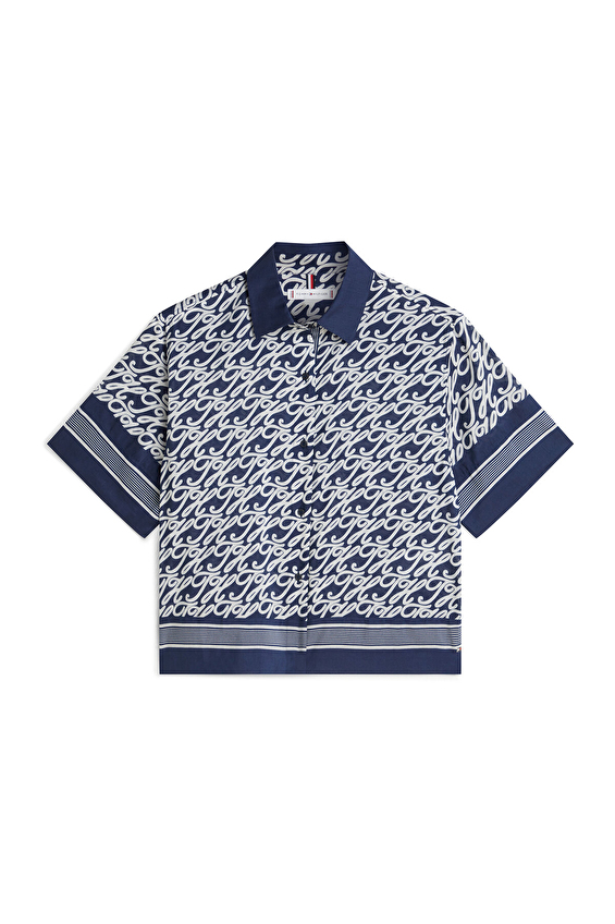 Tommy Hilfiger Kadın Gömlek WW0WW49547 Mavi Tommy Hilfiger Kadın Gömlek WW0WW49547 Mavi