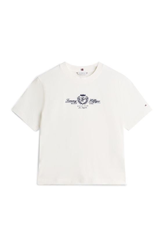 Tommy Hilfiger Kadın Tişört WW0WW48713 Beyaz Tommy Hilfiger Kadın Tişört WW0WW48713 Beyaz