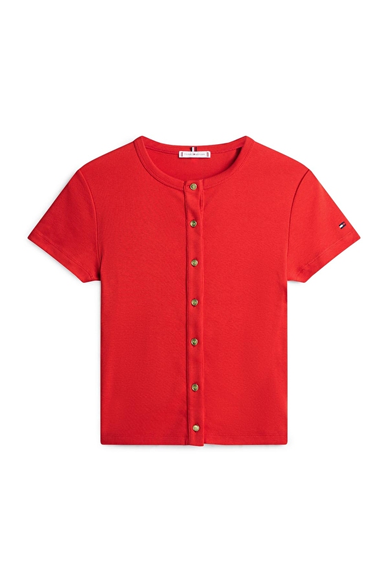 Tommy Hilfiger Kadın Tişört WW0WW48709 Turuncu Tommy Hilfiger Kadın Tişört WW0WW48709 Turuncu