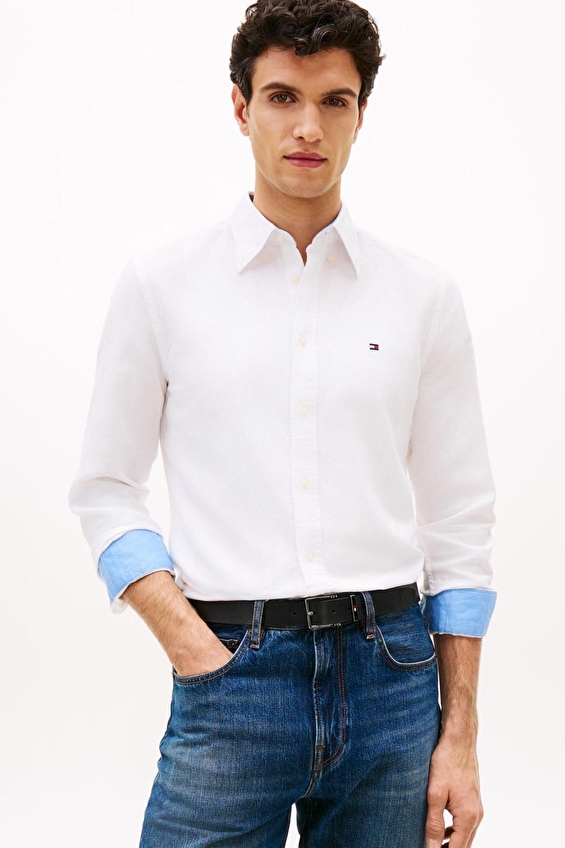 Tommy Hilfiger Erkek Gömlek MW0MW42455 Beyaz Tommy Hilfiger Erkek Gömlek MW0MW42455 Beyaz
