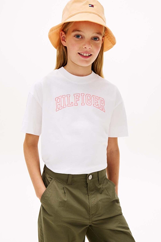 Tommy Hilfiger Kız Çocuk Tişört KG0KG09523 Beyaz Tommy Hilfiger Kız Çocuk Tişört KG0KG09523 Beyaz