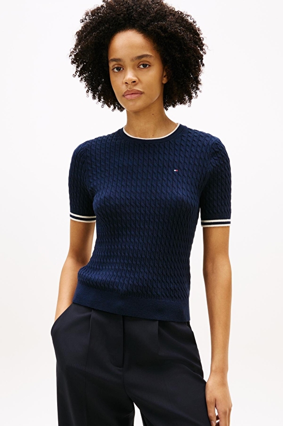 Tommy Hilfiger Kadın Kazak WW0WW41787 Mavi Tommy Hilfiger Kadın Kazak WW0WW41787 Mavi