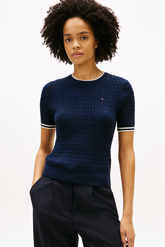 Tommy Hilfiger Kadın Kazak WW0WW41787 Mavi Tommy Hilfiger Kadın Kazak WW0WW41787 Mavi