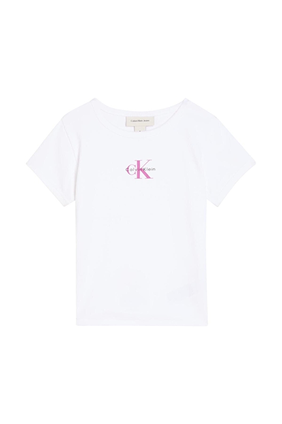 Calvin Klein Kız Çocuk Tişört LVCKSJB11G Beyaz