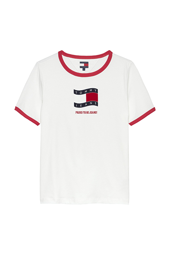 Tommy Jeans Kadın Tişört DW0DW22306 Beyaz Tommy Jeans Kadın Tişört DW0DW22306 Beyaz