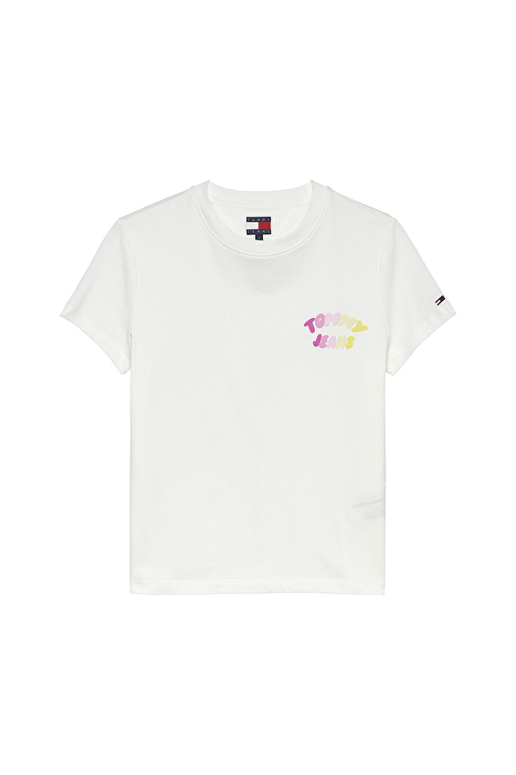Tommy Jeans Kadın Tişört DW0DW22310 Beyaz Tommy Jeans Kadın Tişört DW0DW22310 Beyaz