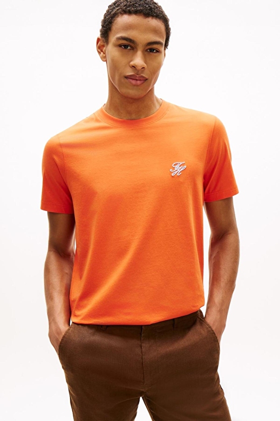 Tommy Hilfiger Erkek Tişört MW0MW43066 Turuncu Tommy Hilfiger Erkek Tişört MW0MW43066 Turuncu
