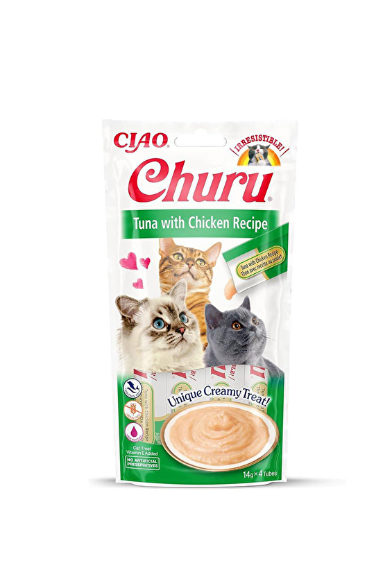 Ciao Churu Cream Ton Balıklı ve Tavuklu Kedi Ödül Kreması 4 x 14 Gr
