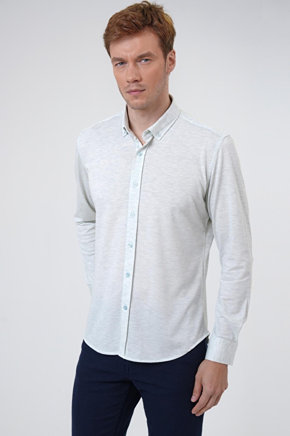 Süvari Slim Fit Düğmeli Yaka Erkek Gömlek 2025500454 Su yeşili Süvari Slim Fit Düğmeli Yaka Erkek Gömlek 2025500454 Su yeşili