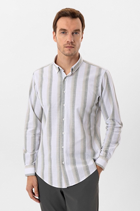 Süvari Slim Fit Düğmeli Yaka Erkek Gömlek 1008400277 Açık yeşil Süvari Slim Fit Düğmeli Yaka Erkek Gömlek 1008400277 Açık yeşil