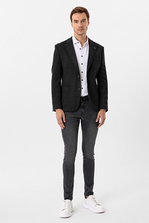 Süvari Mono Yaka Slim Fit Erkek Ceket 2021600367 Siyah Süvari Mono Yaka Slim Fit Erkek Ceket 2021600367 Siyah