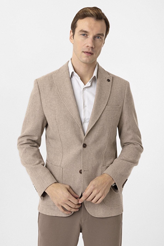 Süvari Slim Fit Sivri Yaka Erkek Ceket 2021600366 Bej Süvari Slim Fit Sivri Yaka Erkek Ceket 2021600366 Bej