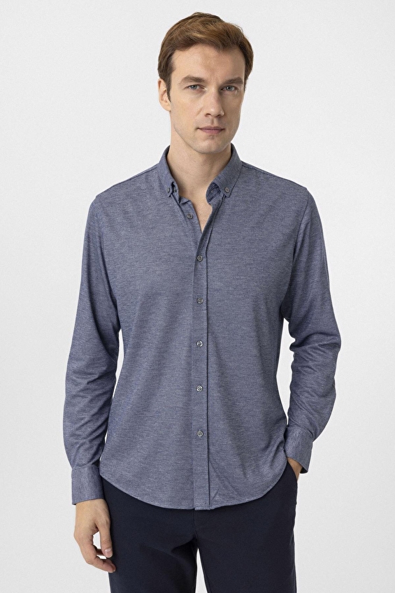 Süvari Slim Fit Düğmeli Yaka Erkek Gömlek 2025500463 Lacivert Süvari Slim Fit Düğmeli Yaka Erkek Gömlek 2025500463 Lacivert