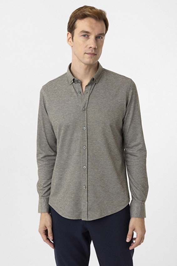 Süvari Slim Fit Düğmeli Yaka Erkek Gömlek 2025500463 Haki Süvari Slim Fit Düğmeli Yaka Erkek Gömlek 2025500463 Haki