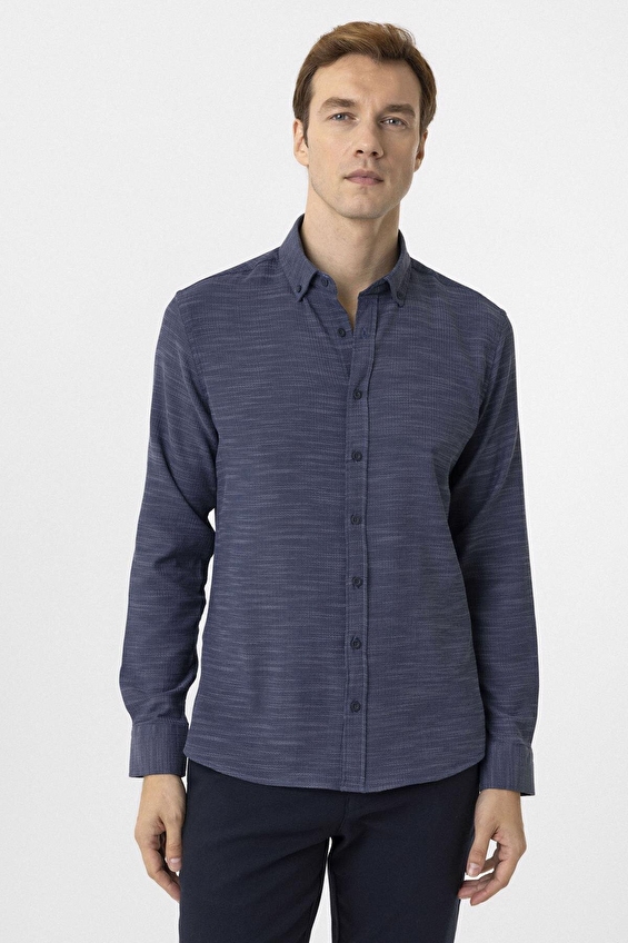 Süvari Slim Fit Düğmeli Yaka Erkek Gömlek 1008400294 Lacivert Süvari Slim Fit Düğmeli Yaka Erkek Gömlek 1008400294 Lacivert